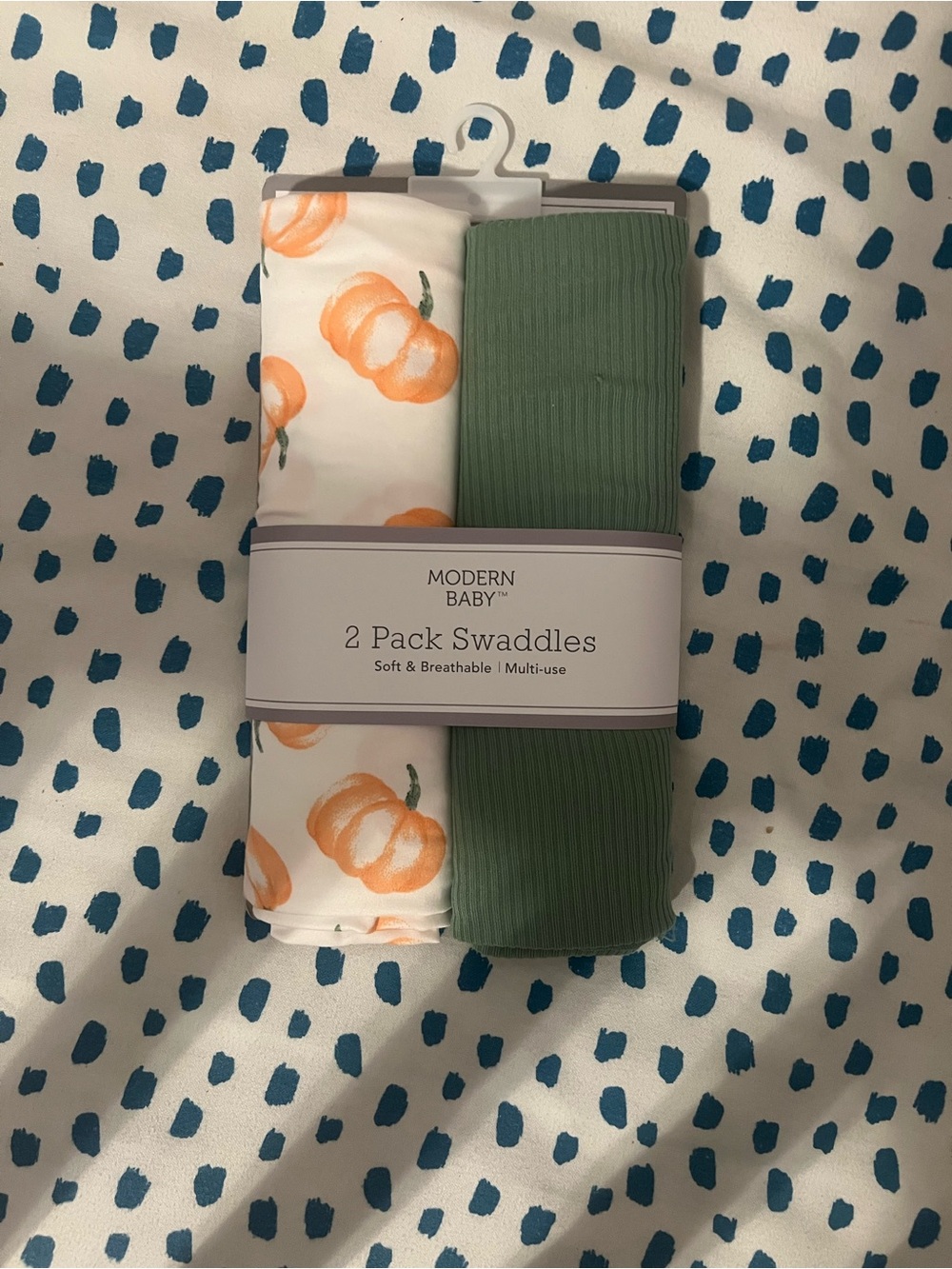 Modern Baby Pumpkin & Green 2-Pack Swaddles